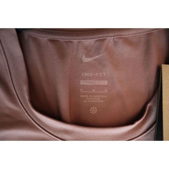 Nike FN2877-208 Women Sz M Smokey Mauve Dri-FIT Slim-Fit Knit Maternity Dress - Picture 3 of 12